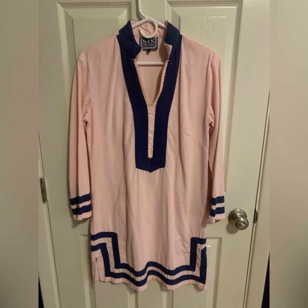 Sail to Sable Pink and Blue Corduroy Dress